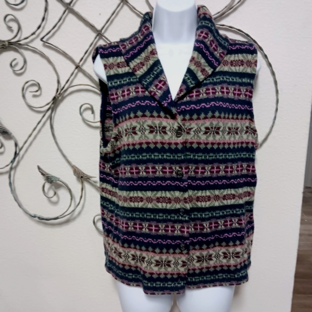 CHAPS Denim cotton blend patterned sweater vest, XL